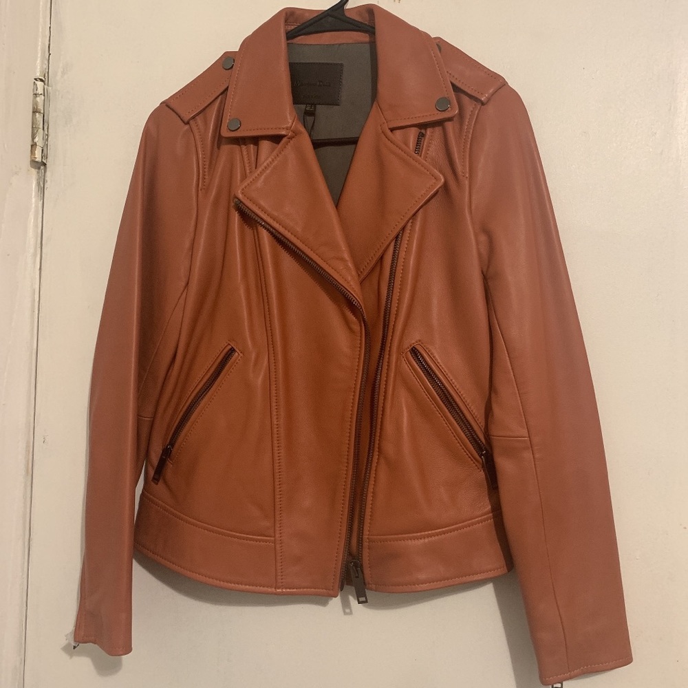 Massimo Dutti leather jacket dusty rose